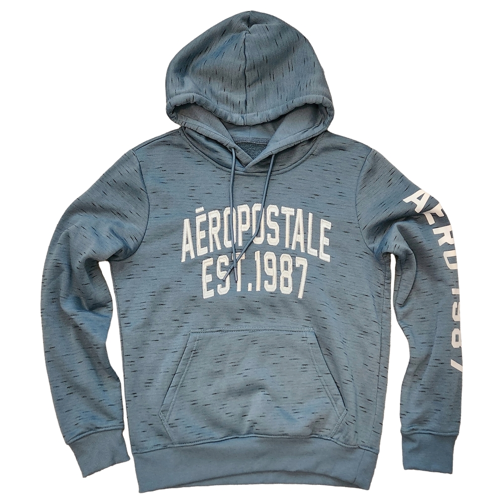 Aeropostale Slate Blue Heather Hoodie for Men, Size Medium